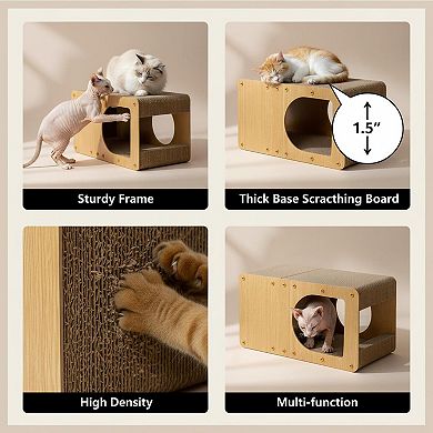 Nicate Cardboard Cat Scratcher House: Indoor Double Layer Scratch Relax Play