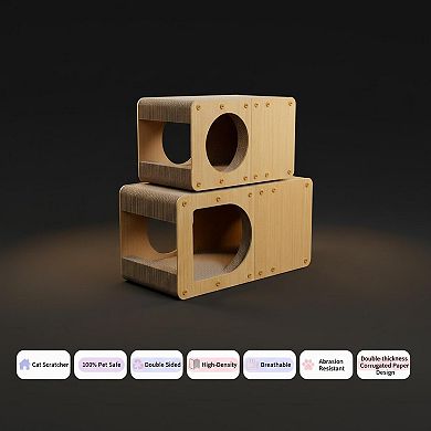 Nicate Cardboard Cat Scratcher House: Indoor Double Layer Scratch Relax Play