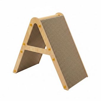 Nicate 3-in-1 Cat Scratcher: Cardboard Wood Frame Reversible Durable Furniture Protector