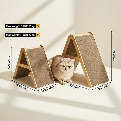 Nicate 3-in-1 Cat Scratcher: Cardboard Wood Frame Reversible Durable Furniture Protector