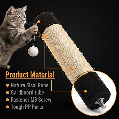Nicate 2 Pieces Sisal Cat Scratch Replacement Poles with M8 Screws for Cat Post