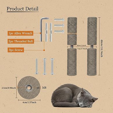 Nicate 2 Pieces Sisal Cat Scratch Replacement Poles with M8 Screws for Cat Post