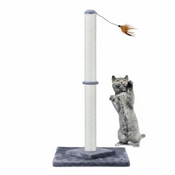 Nicate 34" Tall Cat Scratcher Tree Double Base Reinforcement Sisal Posts Toys Indoor Cats
