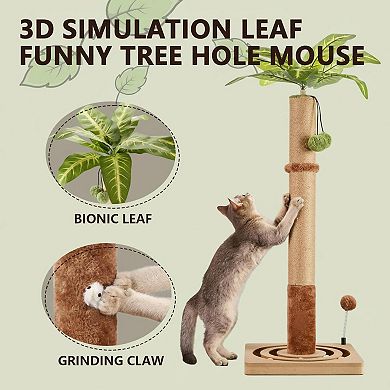 Nicate Tall Cat Scratch Post with Hanging Ball Track Cute Tree for Indoor Cats