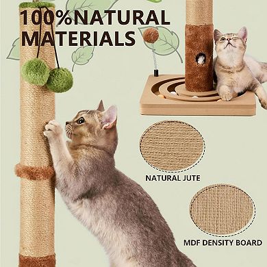 Nicate Tall Cat Scratch Post with Hanging Ball Track Cute Tree for Indoor Cats