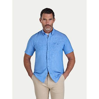 Raging Bull Mens Classic Linen Short-Sleeved Shirt