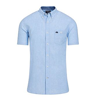Raging Bull Mens Classic Linen Short-Sleeved Shirt