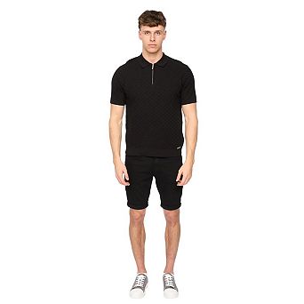Duck and Cover Mens Danvers Knitted Quarter Zip Polo Shirt