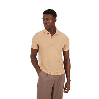 Brave Soul Mens Textured Short-Sleeved Polo Shirt