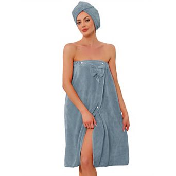 Women's Spa Wrap & Hair Drying Towel Wrap Dress Body Robe Closure Towelling Gym Bath Shower Bathrobe