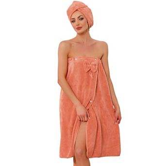 Women's Spa Wrap & Hair Drying Towel Wrap Dress Body Robe Closure Towelling Gym Bath Shower Bathrobe