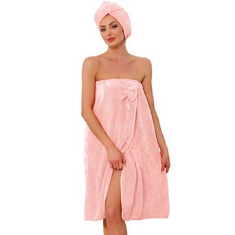 Women's Spa Wrap & Hair Drying Towel Wrap Dress Body Robe Closure Towelling Gym Bath Shower Bathrobe