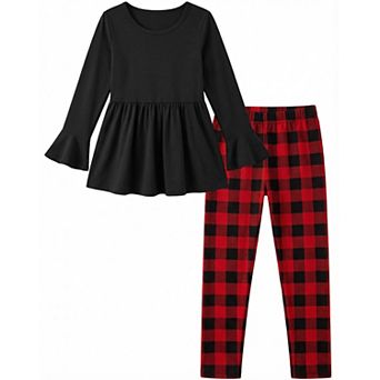 Arshiner Girls Piece Clothing Set Ruffle Hem Bell Sleeve Top And Leggings Fall Winter Outfits