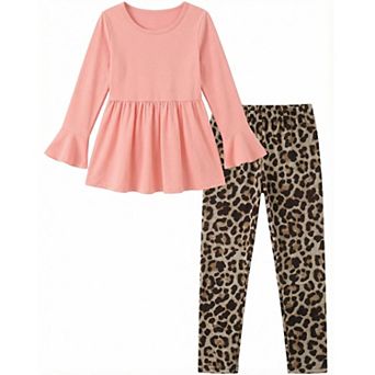 Arshiner Girls Piece Clothing Set Ruffle Hem Bell Sleeve Top And Leggings Fall Winter Outfits