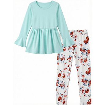 Arshiner Girls Piece Clothing Set Ruffle Hem Bell Sleeve Top And Leggings Fall Winter Outfits