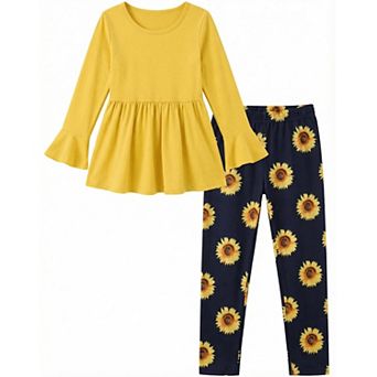 Arshiner Girls Piece Clothing Set Ruffle Hem Bell Sleeve Top And Leggings Fall Winter Outfits