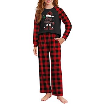 Arshiner Girls Christmas Pajamas Holiday Pajamas For Kids Santa Long Sleeve Sleepwear
