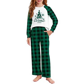 Arshiner Girls Christmas Pajamas Holiday Pajamas For Kids Santa Long Sleeve Sleepwear