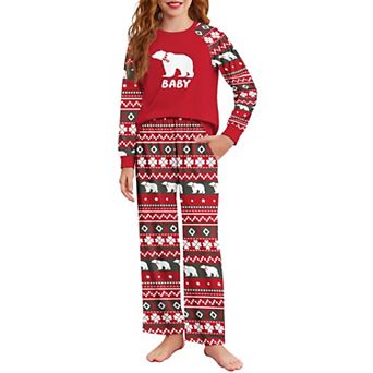 Arshiner Girls Christmas Pajamas Holiday Pajamas For Kids Santa Long Sleeve Sleepwear