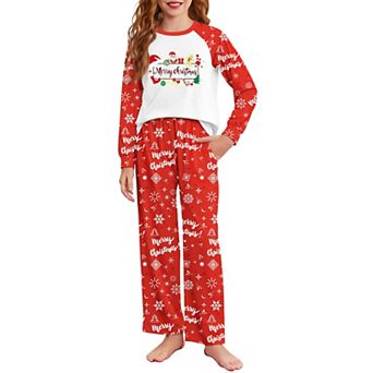 Arshiner Girls Christmas Pajamas Holiday Pajamas For Kids Santa Long Sleeve Sleepwear