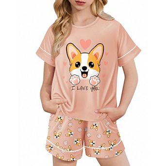 Arshiner Girls Pajamas Set Short Sleeve Sleepwear Summer Lounge Set Soft Pajamas For Kids