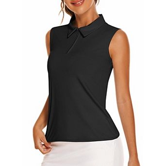 PINSPARK Womens V Neck Sleeveless UV Protection Moisture Wicking Golf Tennis Tops