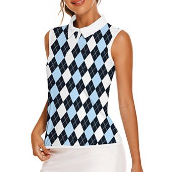 PINSPARK Womens V Neck Sleeveless UV Protection Moisture Wicking Golf Tennis Tops