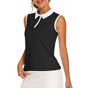 PINSPARK Womens V Neck Sleeveless UV Protection Moisture Wicking Golf Tennis Tops