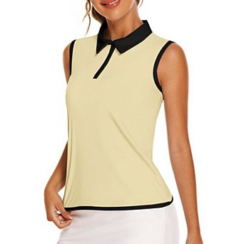 PINSPARK Womens V Neck Sleeveless UV Protection Moisture Wicking Golf Tennis Tops
