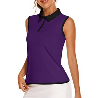 PINSPARK Womens V Neck Sleeveless UV Protection Moisture Wicking Golf Tennis Tops