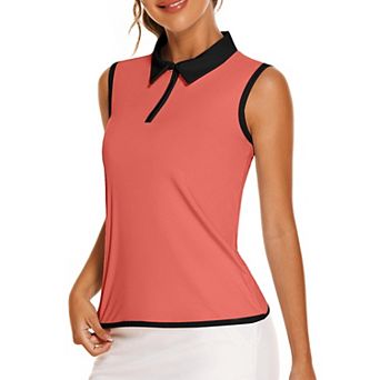 PINSPARK Womens V Neck Sleeveless UV Protection Moisture Wicking Golf Tennis Tops