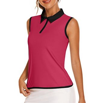 PINSPARK Womens V Neck Sleeveless UV Protection Moisture Wicking Golf Tennis Tops
