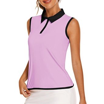 PINSPARK Womens V Neck Sleeveless UV Protection Moisture Wicking Golf Tennis Tops
