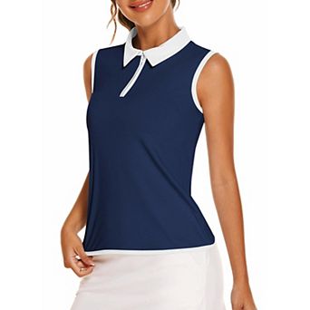 PINSPARK Womens V Neck Sleeveless UV Protection Moisture Wicking Golf Tennis Tops