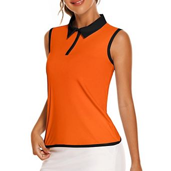 PINSPARK Womens V Neck Sleeveless UV Protection Moisture Wicking Golf Tennis Tops