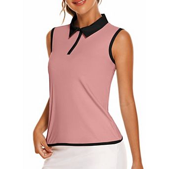 PINSPARK Womens V Neck Sleeveless UV Protection Moisture Wicking Golf Tennis Tops