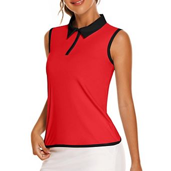 PINSPARK Womens V Neck Sleeveless UV Protection Moisture Wicking Golf Tennis Tops