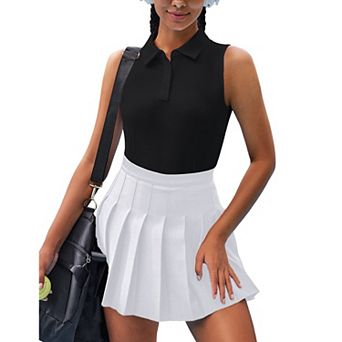 PINSPARK Womens UPF 50+ Sleeveless Quick Dry Stretch Golf Tennis Polo Tops