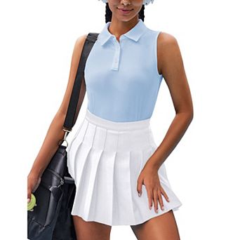 PINSPARK Womens UPF 50+ Sleeveless Quick Dry Stretch Golf Tennis Polo Tops