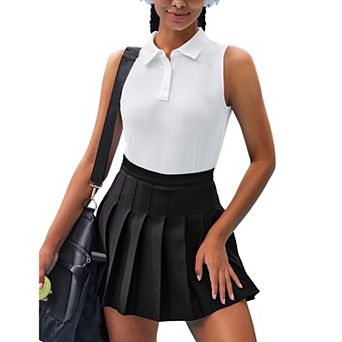 PINSPARK Womens UPF 50+ Sleeveless Quick Dry Stretch Golf Tennis Polo Tops