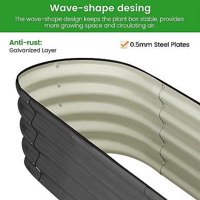 2-Pack Raised Garden Bed,Oval Raised Planter Beds with Open-Ended Base for Vegetables, 4.5x2x1ft