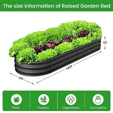 2-Pack Raised Garden Bed,Oval Raised Planter Beds with Open-Ended Base for Vegetables, 4.5x2x1ft
