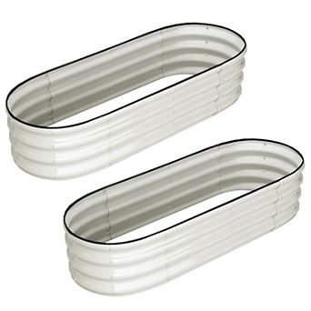 2-Pack Raised Garden Bed,Oval Raised Planter Beds with Open-Ended Base for Vegetables, 4.5x2x1ft