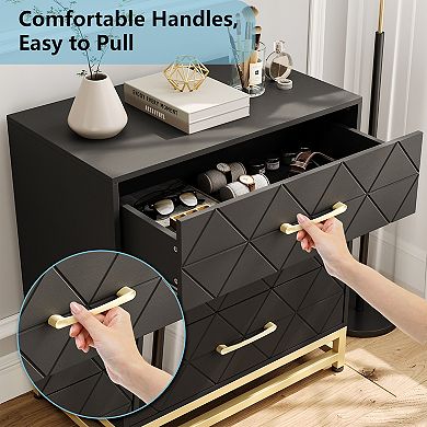Modern Slim Tall 3-Drawer Dresser for Bedroom & Closet, Ample Storage Chest, Soft-Close Glides
