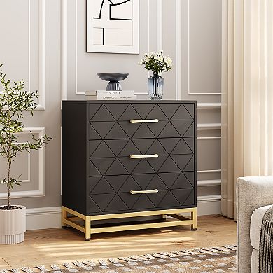 Modern Slim Tall 3-Drawer Dresser for Bedroom & Closet, Ample Storage Chest, Soft-Close Glides