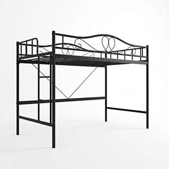 Loft Bed Twin Size, 400 Lbs Heavy Duty Metal Twin Loft Bed with Ladder & Safety Guardrail