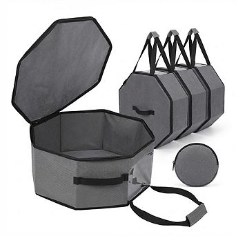 3 Pack Hat Box for Travel Cowboy Hat Travel Case Carrier Bag,Collapsible Cap Case with Cardboard