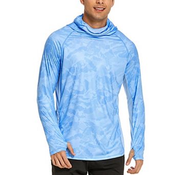 PINSPARK Mens UPF 50+ Long Sleeve Fishing Hoodie Mask Quick Dry UV Sun Protection Tops