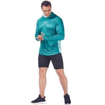 PINSPARK Mens UPF 50+ Long Sleeve Fishing Hoodie Mask Quick Dry UV Sun Protection Tops