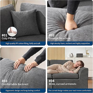 Modular sectional sofa, 110-inch foam compression, deep seat combination